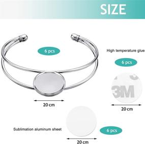 img 3 attached to 📿 6-Piece Sublimation Bracelet Set for Women: Heat Transfer Blank Base Bangles with 6x 20mm Round Aluminum Sheets and High Temperature Glue