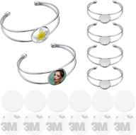 📿 6-piece sublimation bracelet set for women: heat transfer blank base bangles with 6x 20mm round aluminum sheets and high temperature glue logo