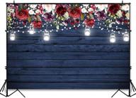 🌹 avezano burgundy floral navy wood backdrop for bridal shower wedding birthday party decoration photography background with rustic blue wood jars & burgundy flower, ideal for photoshoots, backdrops (7x5ft) logo