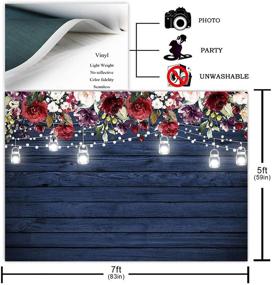 img 3 attached to 🌹 Avezano Burgundy Floral Navy Wood Backdrop for Bridal Shower Wedding Birthday Party Decoration Photography Background with Rustic Blue Wood Jars & Burgundy Flower, Ideal for Photoshoots, Backdrops (7x5ft)