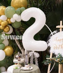 img 3 attached to 40-inch White Large Balloon Numbers - Big Foil Helium Number Balloons 0-9 for Epic 2nd Birthday Celebration - Boy or Girl - Gigantic Mylar Anniversary Party Decorations