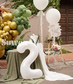 img 2 attached to 40-inch White Large Balloon Numbers - Big Foil Helium Number Balloons 0-9 for Epic 2nd Birthday Celebration - Boy or Girl - Gigantic Mylar Anniversary Party Decorations