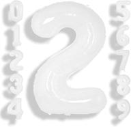 40-inch white large balloon numbers - big foil helium number balloons 0-9 for epic 2nd birthday celebration - boy or girl - gigantic mylar anniversary party decorations логотип