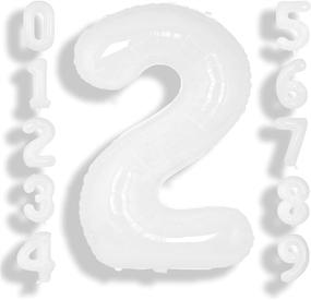 img 4 attached to 40-inch White Large Balloon Numbers - Big Foil Helium Number Balloons 0-9 for Epic 2nd Birthday Celebration - Boy or Girl - Gigantic Mylar Anniversary Party Decorations