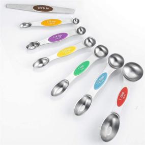 img 1 attached to 🥄 Hendiy 8-Piece Magnetic Double-Head Measuring Spoon Set: Stainless Steel Measuring Cup for Baking & Seasoning