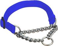 🐶 large hamilton adjustable combo choke dog collar for 20-32-inch neck size - chain and blue nylon logo