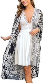 img 1 attached to Womens Beach Cardigan Summer Kimono Women's Clothing in Swimsuits & Cover Ups