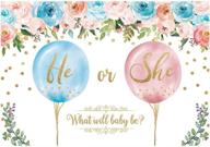 funnytree gender reveal party backdrop - pink and blue boy or girl gold glitter balloons photography 🎊 background - he or she baby shower cake table decorations banner - photo booth props supplies - 7x5ft logo