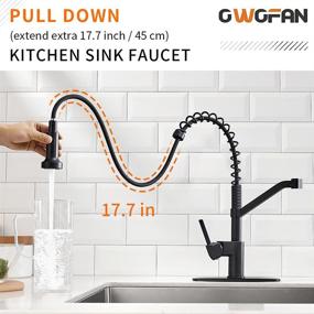 img 3 attached to 🚰 OWOFAN Kitchen Faucets: Solid Brass Matte Black Industrial Pull Down Sprayer for Farmhouse, Camper, Laundry, Utility, RV & Wet Bar Sinks