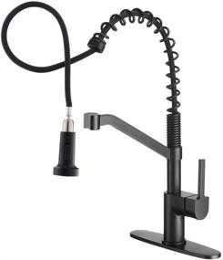 img 4 attached to 🚰 OWOFAN Kitchen Faucets: Solid Brass Matte Black Industrial Pull Down Sprayer for Farmhouse, Camper, Laundry, Utility, RV & Wet Bar Sinks