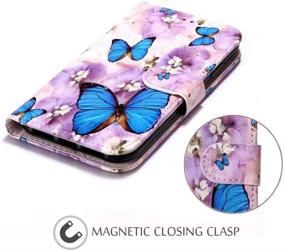 img 1 attached to 🦋 JanCalm Wallet Case for iPhone 11 - Cute Floral Pattern, PU Leather, Card Slots, Wrist Strap - Butterfly/Purple (2019)