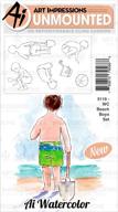 art impressions watercolor rubber stamps beach logo