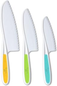 img 4 attached to 🔪 Tovla Jr. Набор нейлоновых кухонных ножей для детей: 3 шт. детских кулинарных ножа различных размеров и цветов, зубчатые лезвия, ножи без содержания Бисфенола-А (цвета варьируются для каждого ножа по размеру)