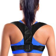 🤳 adjustable posture corrector for women and men - relieve neck, back & shoulder pain, breathable support brace - regular size логотип