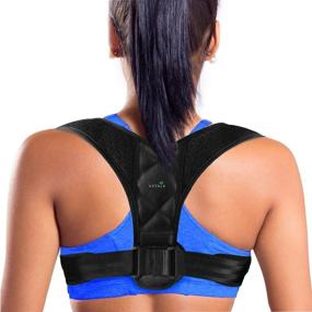 img 4 attached to 🤳 Adjustable Posture Corrector for Women and Men - Relieve Neck, Back & Shoulder Pain, Breathable Support Brace - Regular Size