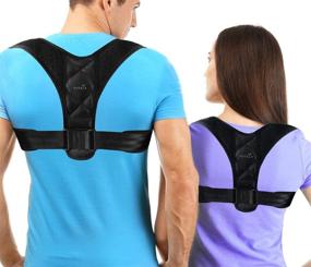 img 2 attached to 🤳 Adjustable Posture Corrector for Women and Men - Relieve Neck, Back & Shoulder Pain, Breathable Support Brace - Regular Size