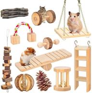 🐭 rodent chew toys, small pet chewing and play set with 11 pieces natural wooden pine toys for hamsters, guinea pigs, rabbits, gerbils, and chinchillas - promotes exercise, teeth care, and entertainment logo