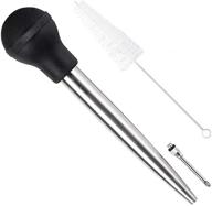 🦃 home servz 304 stainless steel turkey baster syringe injector needle - efficient cleaning brush included - with black rubber bulb logo