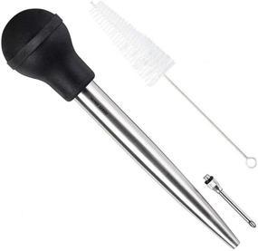 img 4 attached to 🦃 Home Servz 304 Stainless Steel Turkey Baster Syringe Injector Needle - Efficient Cleaning Brush Included - with Black Rubber Bulb