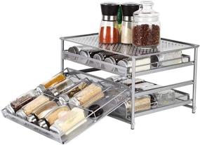 img 3 attached to 🌶️ Silver NEX Spice Rack Organizer for Cabinet - 3 Tier Kitchen Countertop Seasoning Food Jars Storage Drawer with Labels