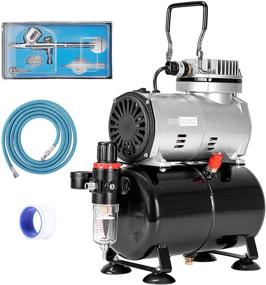 img 4 attached to VIVOHOME 110-120V Professional Airbrush Paint System including 1/5 HP Air Compressor and 1 Airbrush Kit for Tattoo Makeup, Shoes, Cake Decoration