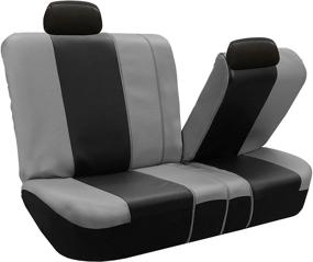 img 1 attached to FH GROUP FH-PU103114 High Back Royal PU Leather Car Seat Covers: 🚗 Airbag & Split Gray/Black - Perfect Fit for Most Car, Truck, SUV, or Van