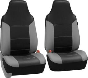 img 3 attached to FH GROUP FH-PU103114 High Back Royal PU Leather Car Seat Covers: 🚗 Airbag & Split Gray/Black - Perfect Fit for Most Car, Truck, SUV, or Van