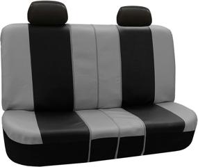 img 2 attached to FH GROUP FH-PU103114 High Back Royal PU Leather Car Seat Covers: 🚗 Airbag & Split Gray/Black - Perfect Fit for Most Car, Truck, SUV, or Van