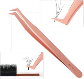 img 3 attached to 💖 Pretty Memory Volume Lash Tweezers: Stainless Steel Eyelash Extension Tool for Professional Precision - Mega Curved Angled Tweezer in Rose Gold