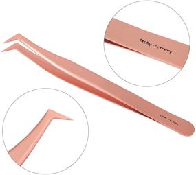 img 1 attached to 💖 Pretty Memory Volume Lash Tweezers: Stainless Steel Eyelash Extension Tool for Professional Precision - Mega Curved Angled Tweezer in Rose Gold