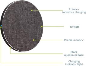 img 3 attached to 🔌 Philips Fabric Wireless Charger | Qi-Certified for iPhone 11, Pro, Max, XR, XS Max, XS, X, 8, Plus | 10W Fast Charging Galaxy S10 S9 S8, Note 10 Note 9 & More | Gray (DLP9035BC/27)