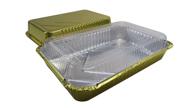 kitchendance disposable colored aluminum 4 pound oblong pans with plastic dome lid 52180p (gold logo