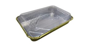 img 2 attached to KitchenDance Disposable Colored Aluminum 4 Pound Oblong Pans With Plastic Dome Lid 52180P (Gold