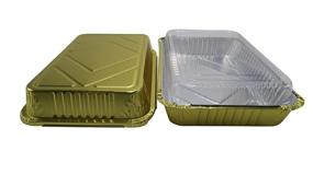 img 3 attached to KitchenDance Disposable Colored Aluminum 4 Pound Oblong Pans With Plastic Dome Lid 52180P (Gold