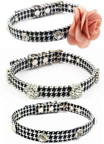 img 1 attached to 🐾 Stylish Rhinestone Dog Collar with Crystal Jewelry and Rose Flower Charm - Perfect for Small Dogs and Cats