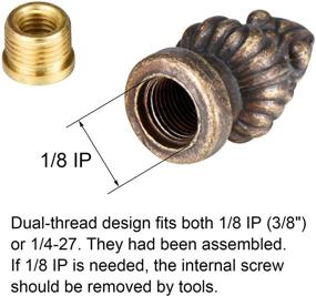 img 2 attached to Set of 2 Canomo Antique Brass Lamp finial Cap Knobs, 1-3/8 Inches Small Size for Lamp Shade Decoration