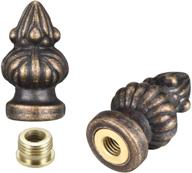 set of 2 canomo antique brass lamp finial cap knobs, 1-3/8 inches small size for lamp shade decoration logo