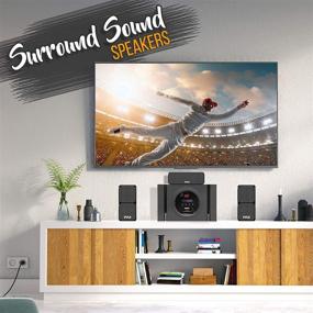 img 2 attached to 🔊 Pyle PT589BT 5.1 Channel Bluetooth Home Theater Speaker System - 300W Surround Sound with Built-in Subwoofer and Remote Control - Black