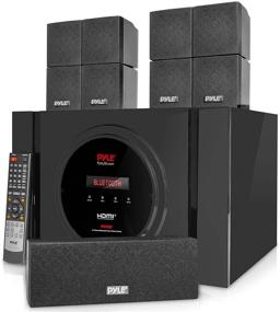 img 4 attached to 🔊 Pyle PT589BT 5.1 Channel Bluetooth Home Theater Speaker System - 300W Surround Sound with Built-in Subwoofer and Remote Control - Black