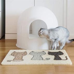 img 1 attached to 🐱 Dimolan Cat Litter Mat - Adorable Puppy Pet Food Catching Placemat, Water-Resistant, Durable, and Easy to Clean