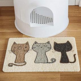 img 2 attached to 🐱 Dimolan Cat Litter Mat - Adorable Puppy Pet Food Catching Placemat, Water-Resistant, Durable, and Easy to Clean