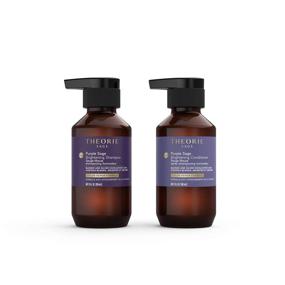 img 4 attached to THEORIE Purple Sage Travel Set: Brightening Shampoo & Conditioner Minis for Blonde & Highlighted Hair - Color Repair Formula, Eliminate Brassiness & Yellowing - Pump Bottle 90mL each