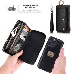 img 3 attached to 📱 XRPow 2-in-1 Magnetic Detachable Wallet Case for iPhone 12 Pro Max 6.7 Inch - Vegan Leather Zipper Clutch Folio Flip Card Solt - Black