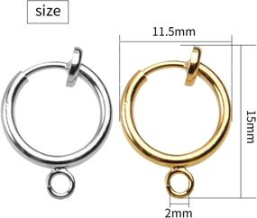 img 2 attached to Non-Pierced Earring Converters with Silicone Pads - 12 Clip-on Round Hoop Findings in Gold &amp; Silver