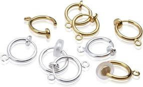 img 1 attached to Non-Pierced Earring Converters with Silicone Pads - 12 Clip-on Round Hoop Findings in Gold &amp; Silver