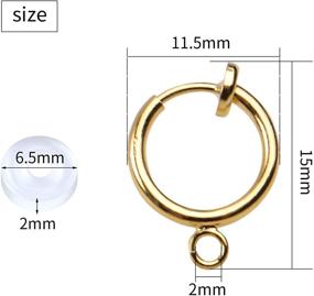 img 3 attached to Non-Pierced Earring Converters with Silicone Pads - 12 Clip-on Round Hoop Findings in Gold &amp; Silver