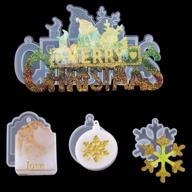 🎄 christmas resin molds: 4pcs snowflake silicone mold for diy crafts - perfect for jewelry making, keychains, bag tags, and xmas tree decorations logo