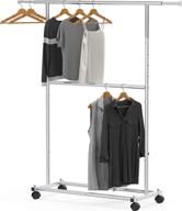 👔 efficient and stylish: simplehouseware double rod garment rack in sleek grey design logo