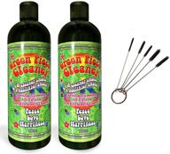 🧼 green piece glass cleaner - 2 bottles (16 oz) and metal nylon tube pipe cleaner brush set - 5-piece combo with keychain ring logo
