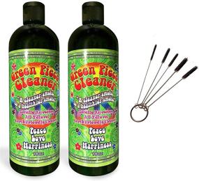 img 2 attached to 🧼 Green Piece Glass Cleaner - 2 Bottles (16 oz) and Metal Nylon Tube Pipe Cleaner Brush Set - 5-Piece Combo with Keychain Ring